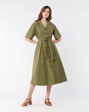 Short-Sleeved Shirtdress in Military