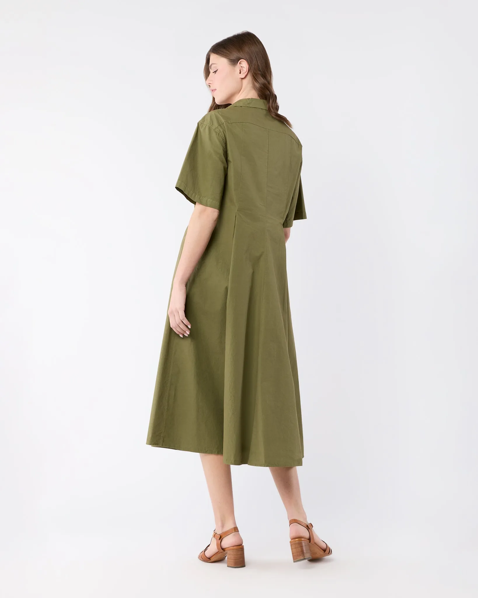 Short-Sleeved Shirtdress in Military