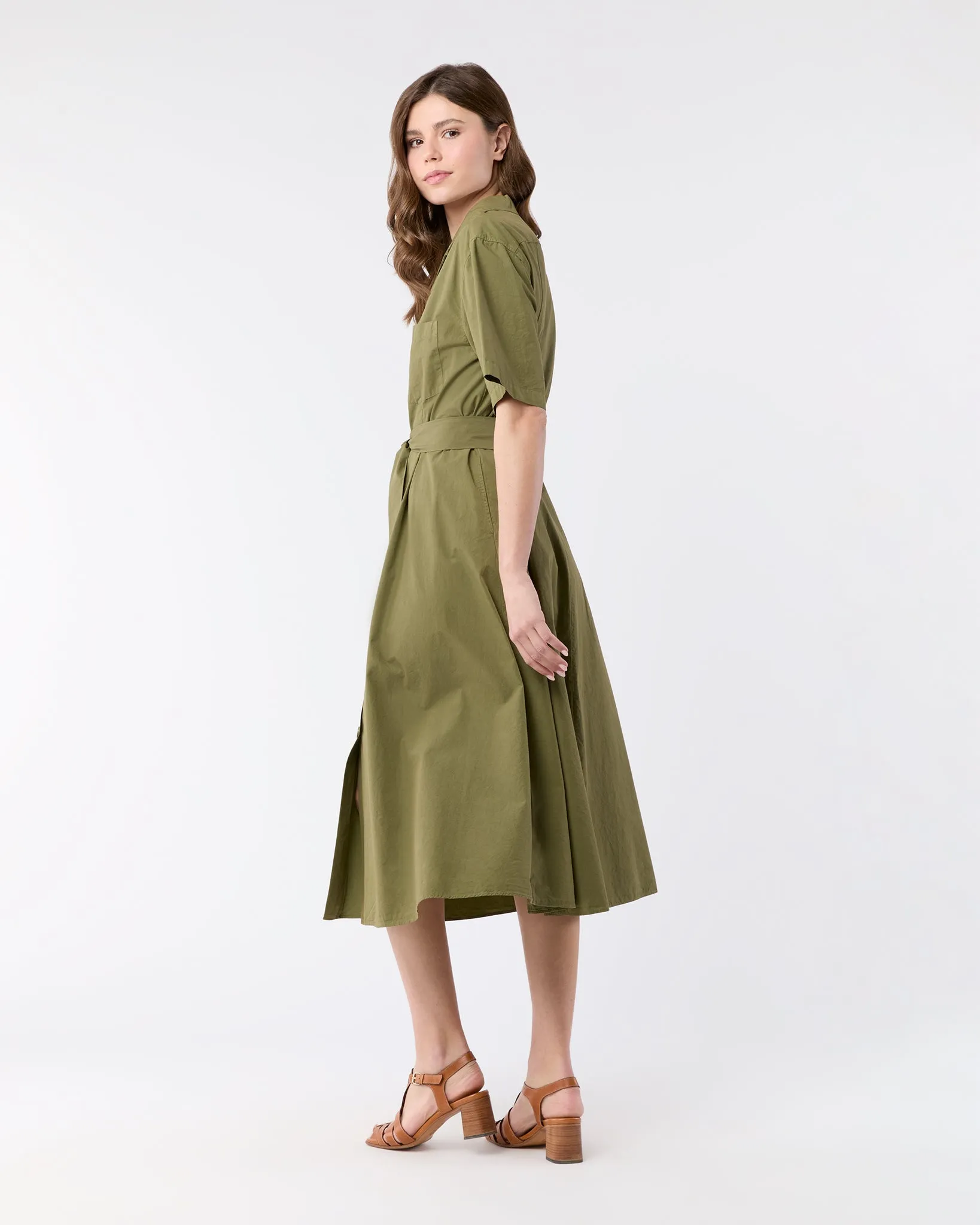Short-Sleeved Shirtdress in Military