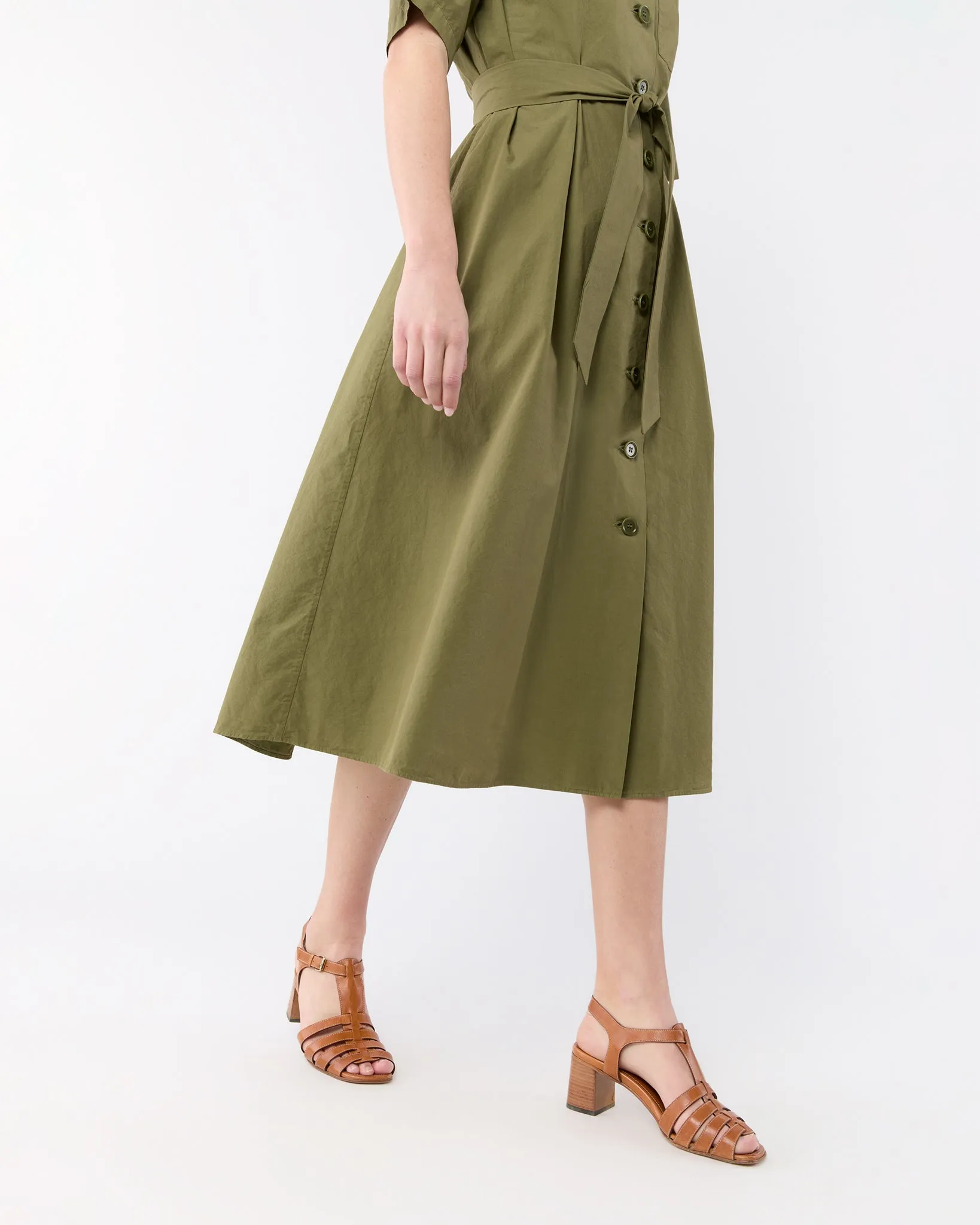 Short-Sleeved Shirtdress in Military