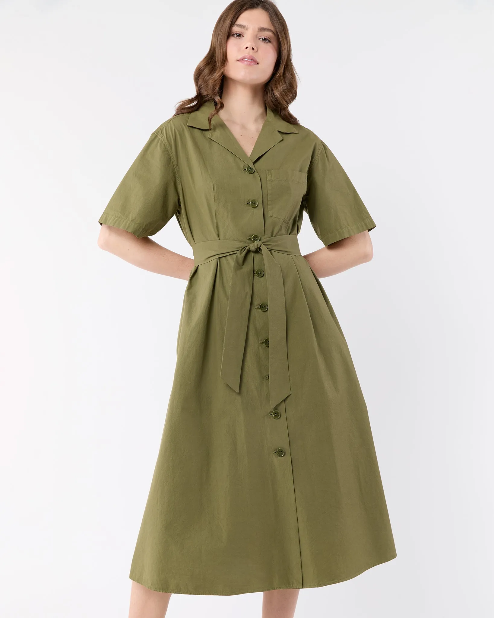 Short-Sleeved Shirtdress in Military