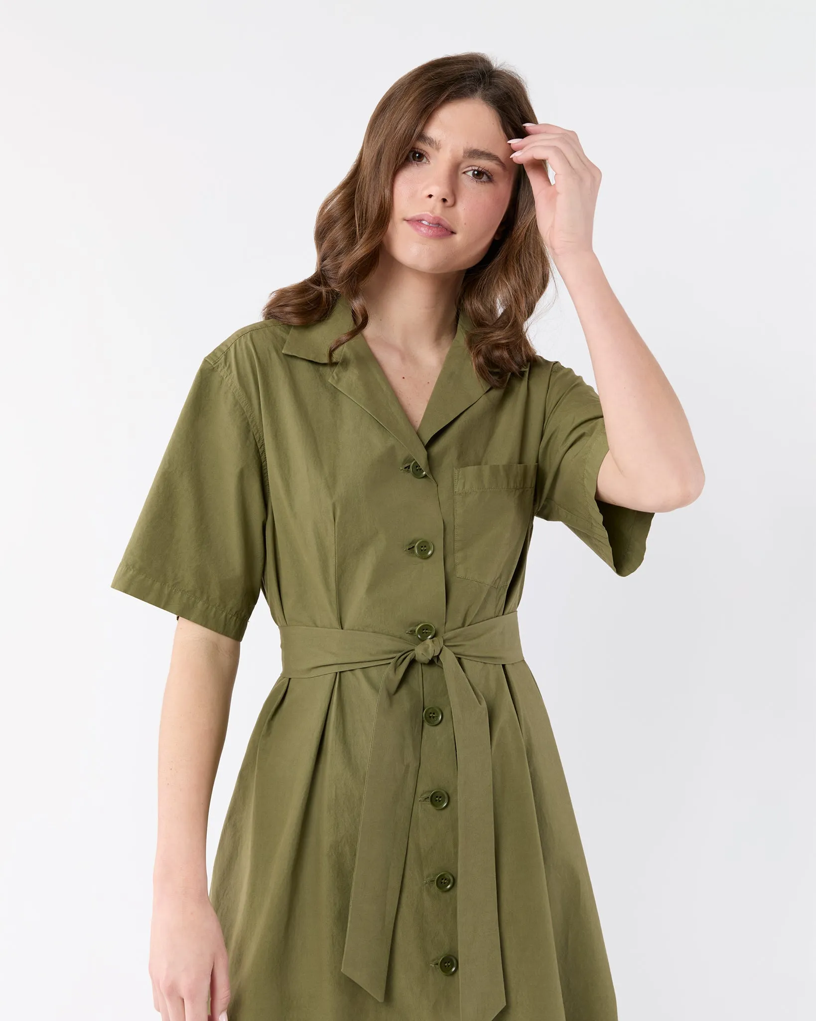 Short-Sleeved Shirtdress in Military