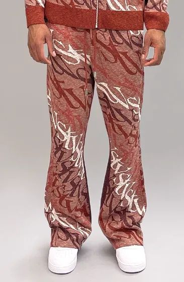 Si Tu Veux WAVE-LOGO FLARE ZIP FRONT HOODIE & JOGGERS (RUSTIC)