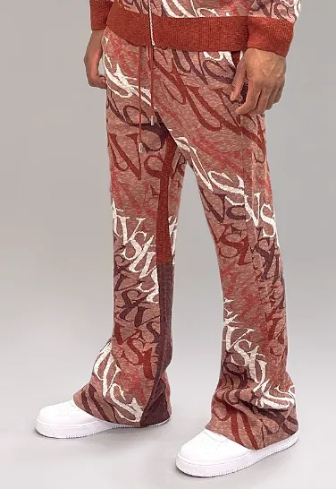 Si Tu Veux WAVE-LOGO FLARE ZIP FRONT HOODIE & JOGGERS (RUSTIC)