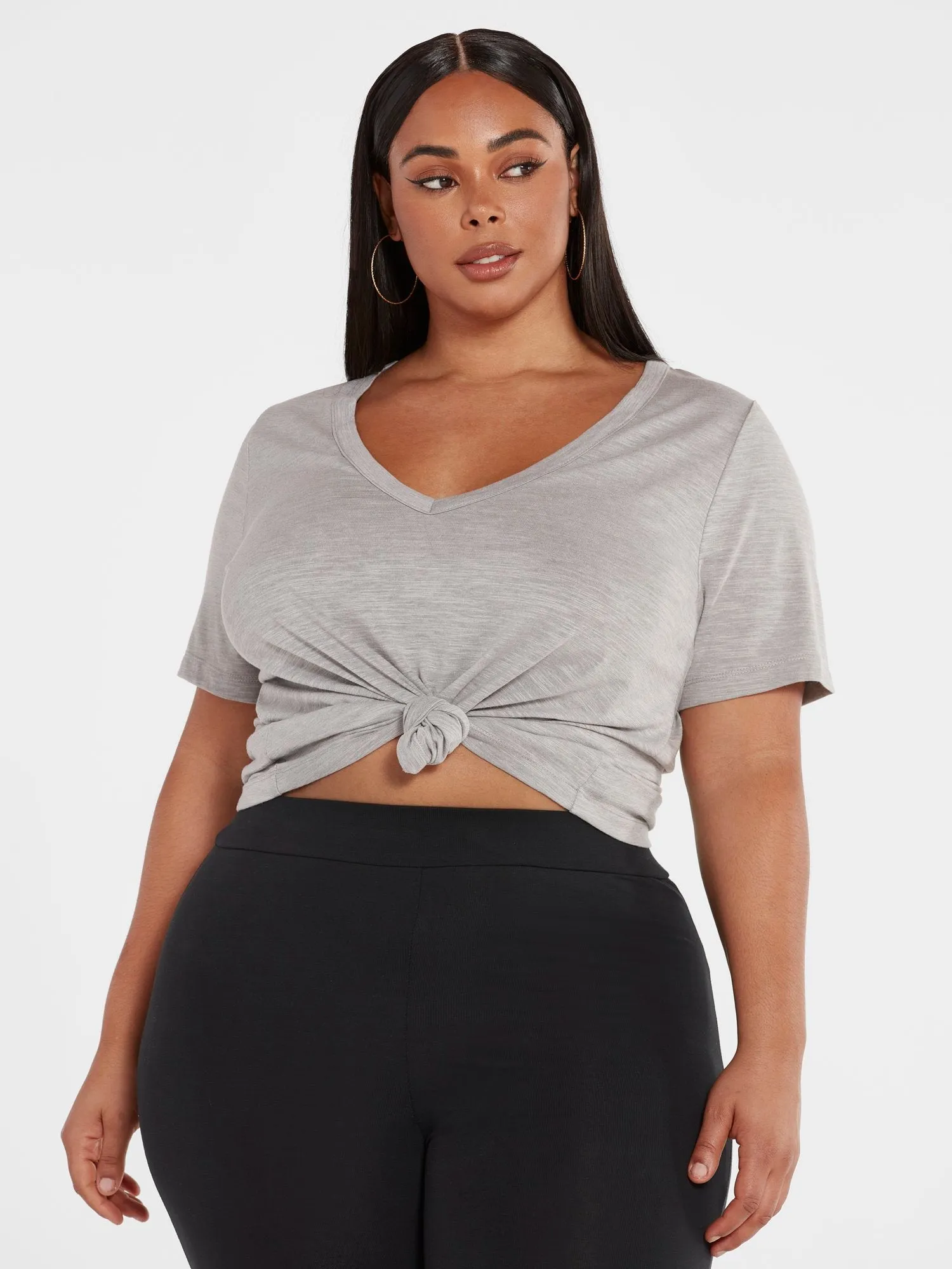 Sia V-Neck Slub Knit T-Shirt