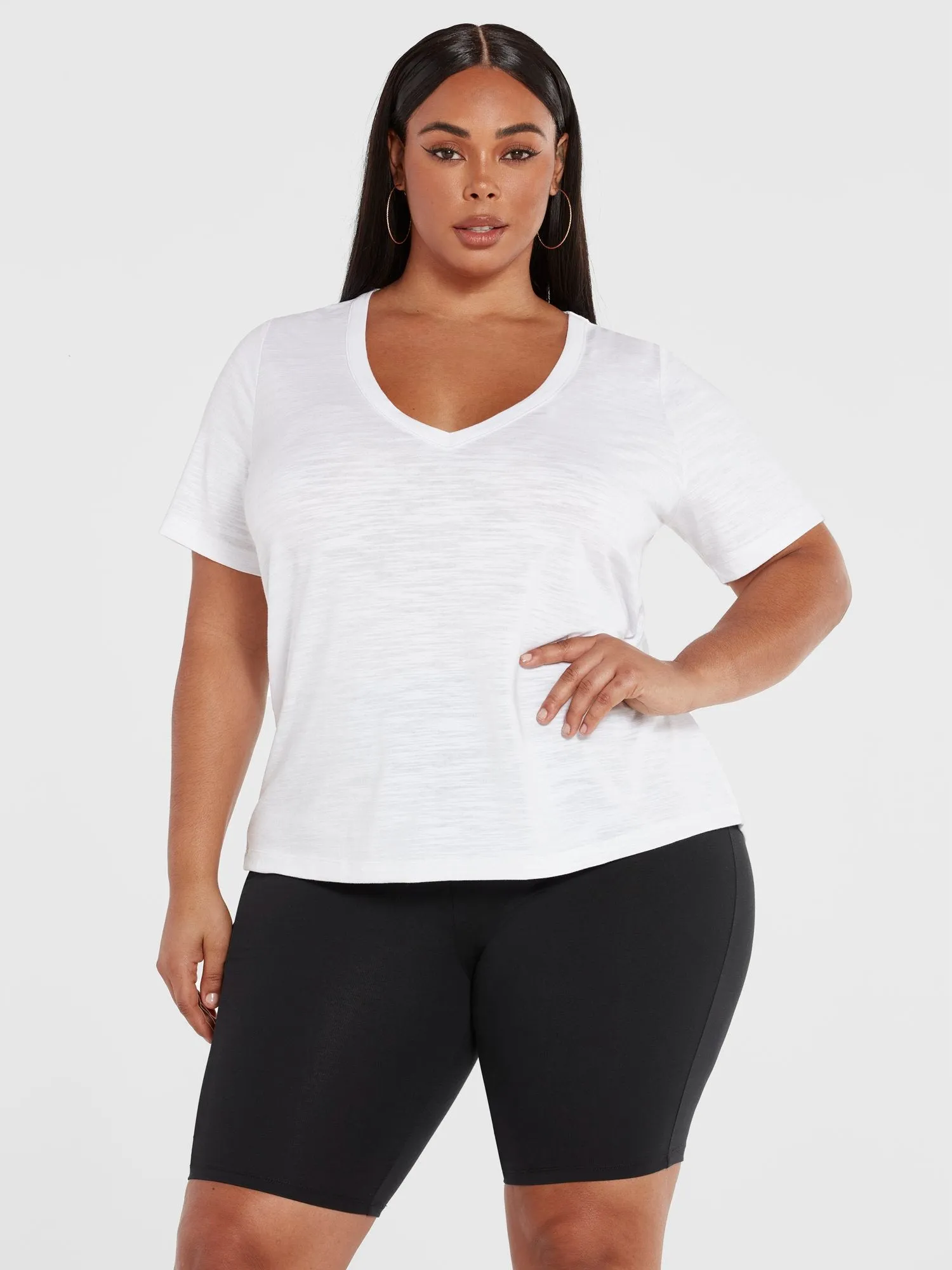 Sia V-Neck Slub Knit T-Shirt