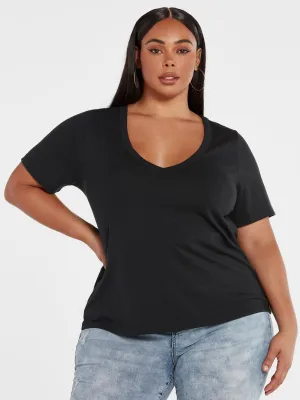 Sia V-Neck Slub Knit T-Shirt