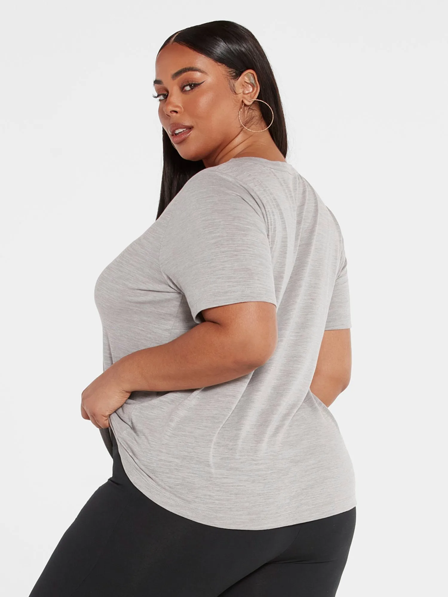 Sia V-Neck Slub Knit T-Shirt