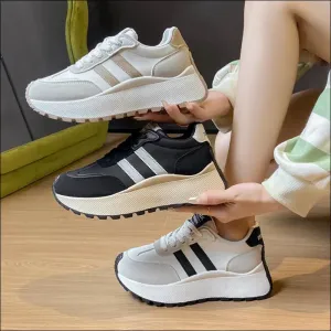 Side Striped Lace Up Platform Sneakers