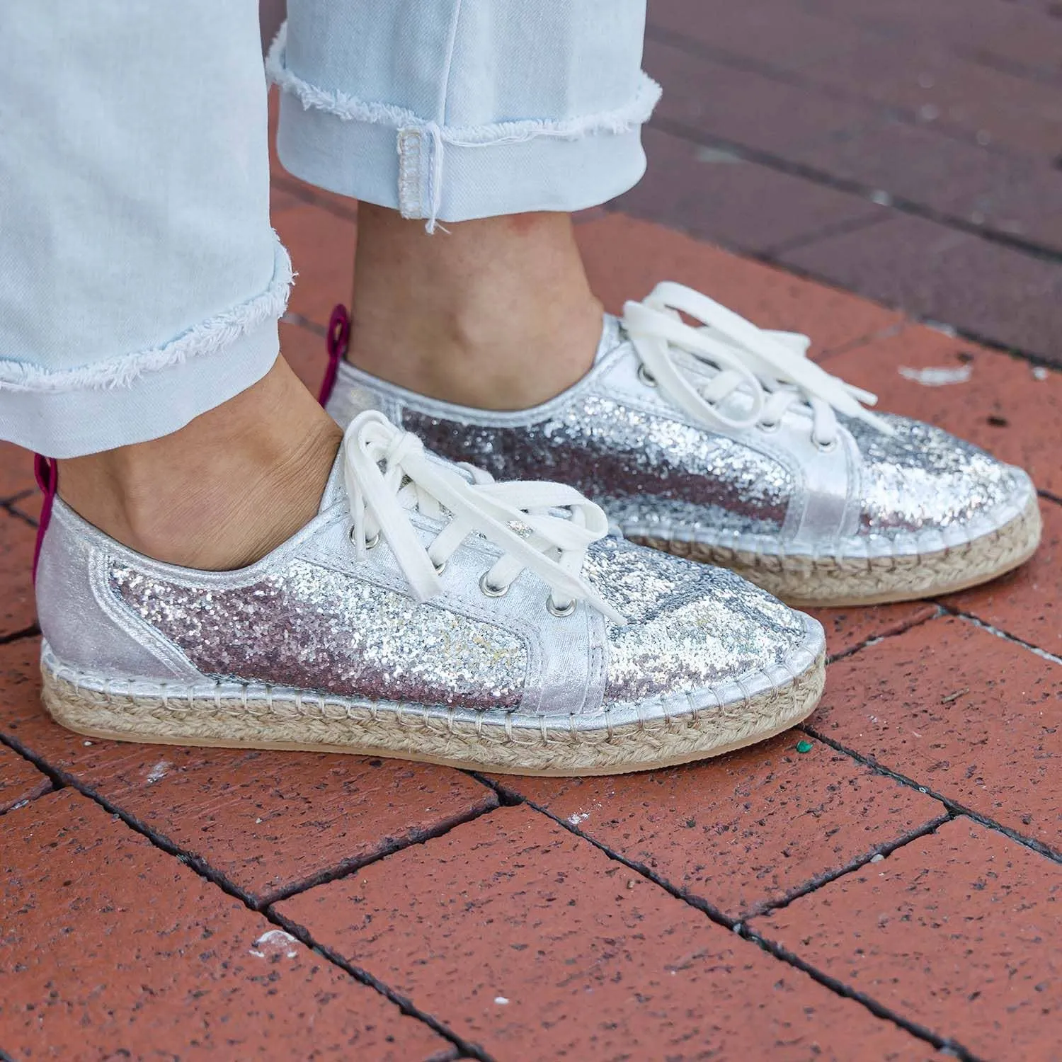 Silver glitter sneakers