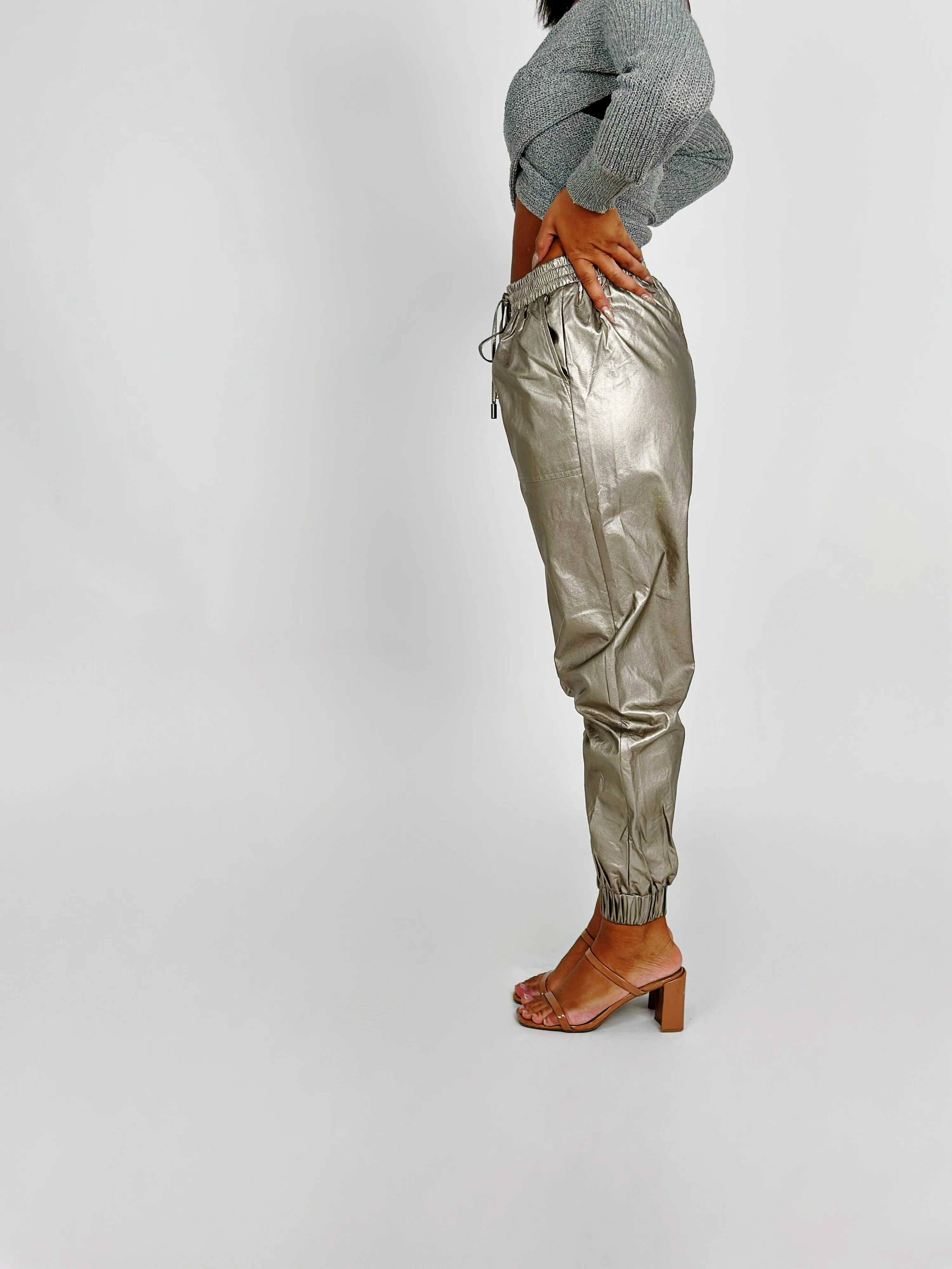 Silver Leather Pants