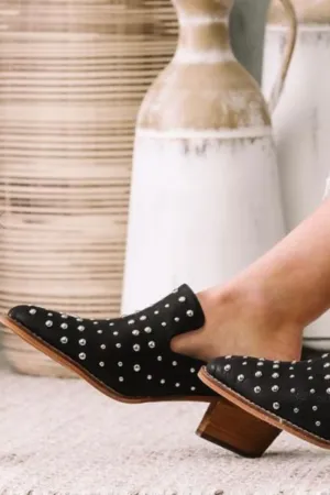 Silver Studded Heeled Mule