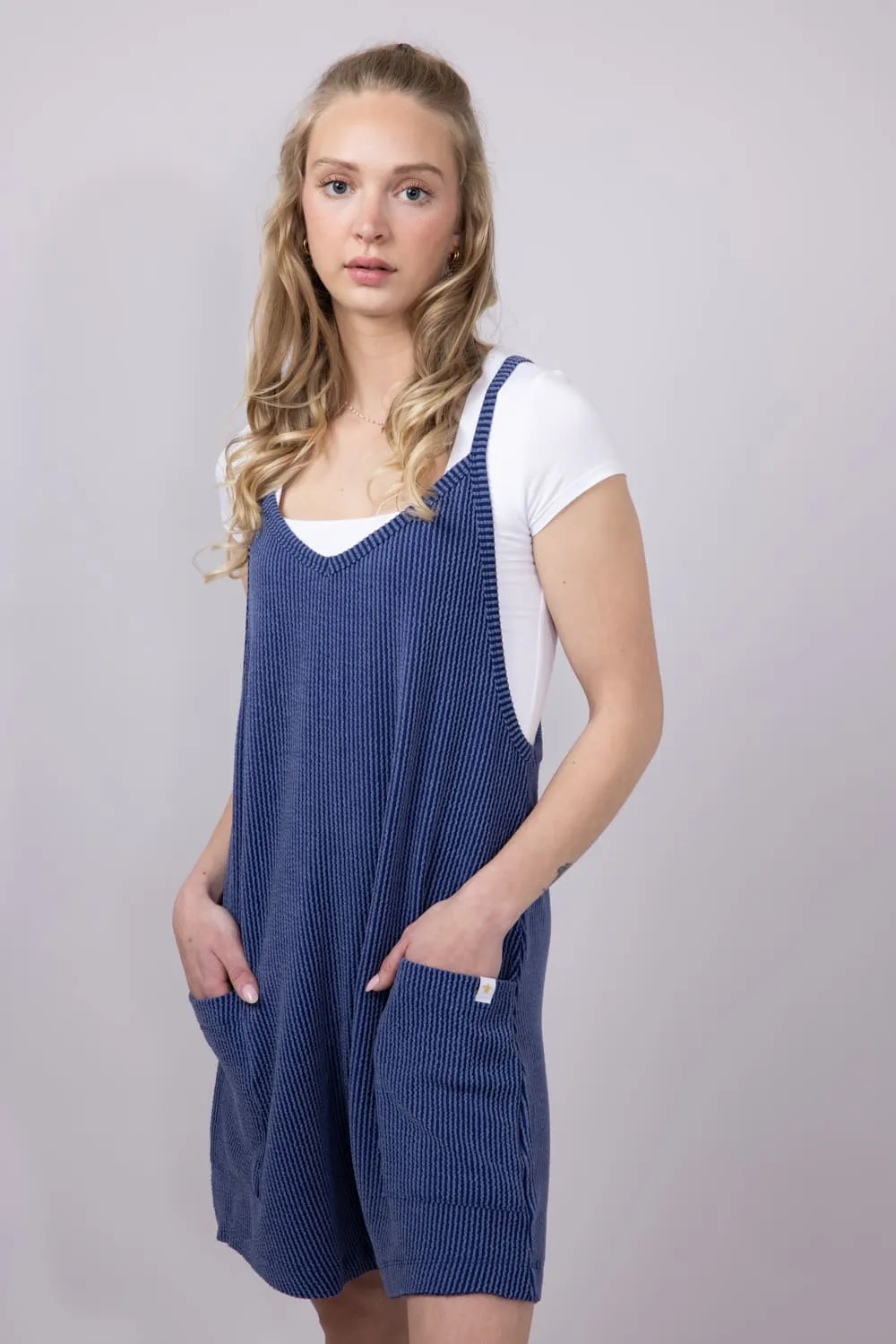 Simply Southern Urban Ribbed Knit Romper for Women in Navy | PP-0125-ROMPER-KNT-NAVY