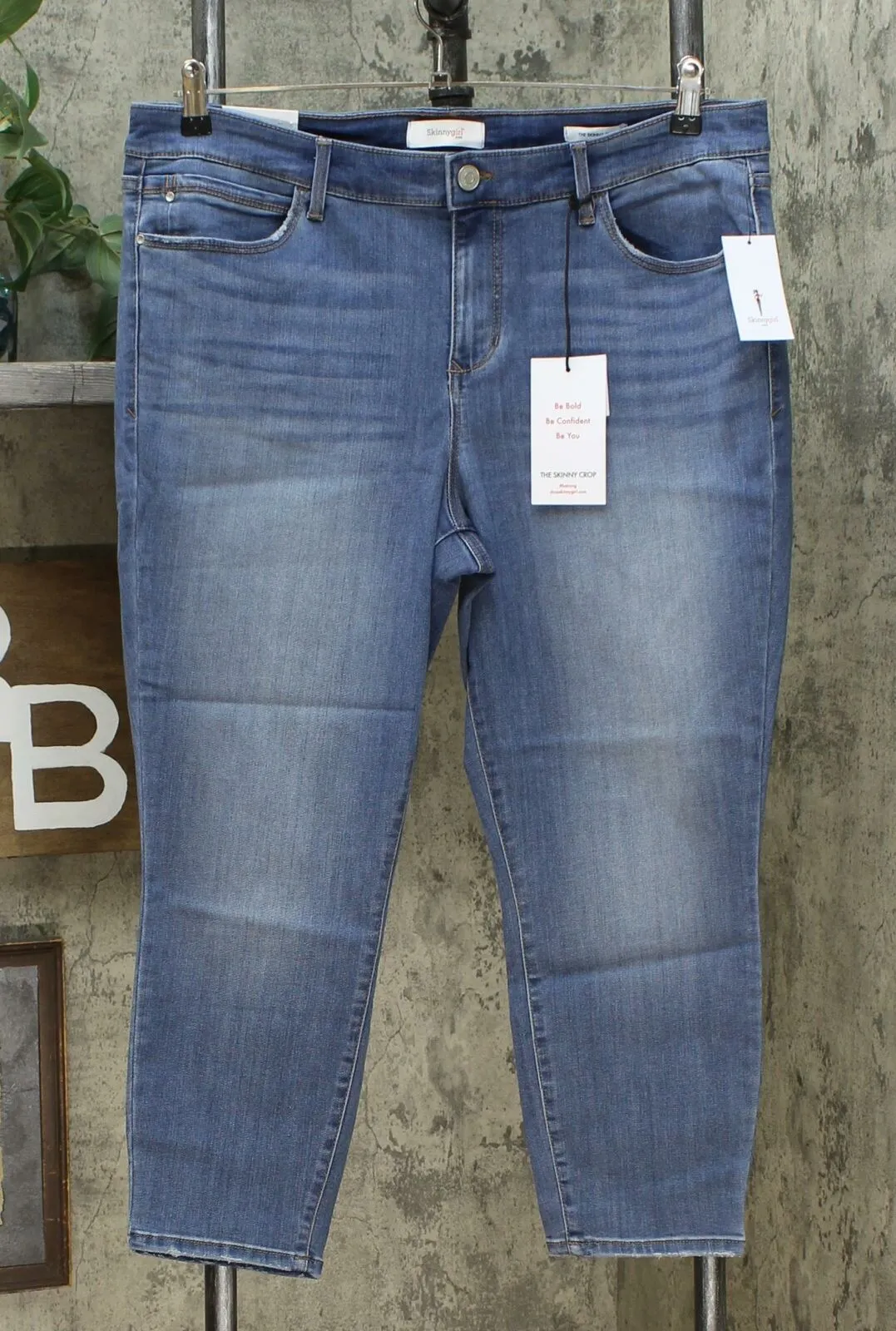 Skinnygirl Women's Plus Size Mid Rise Skinny Cropped Jeans