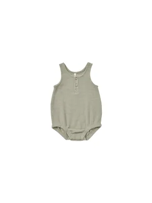 sleeveless bubble romper || sage