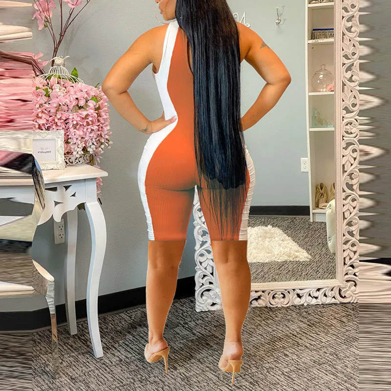 Sleeveless Colorblock Bodycon Jumpsuit