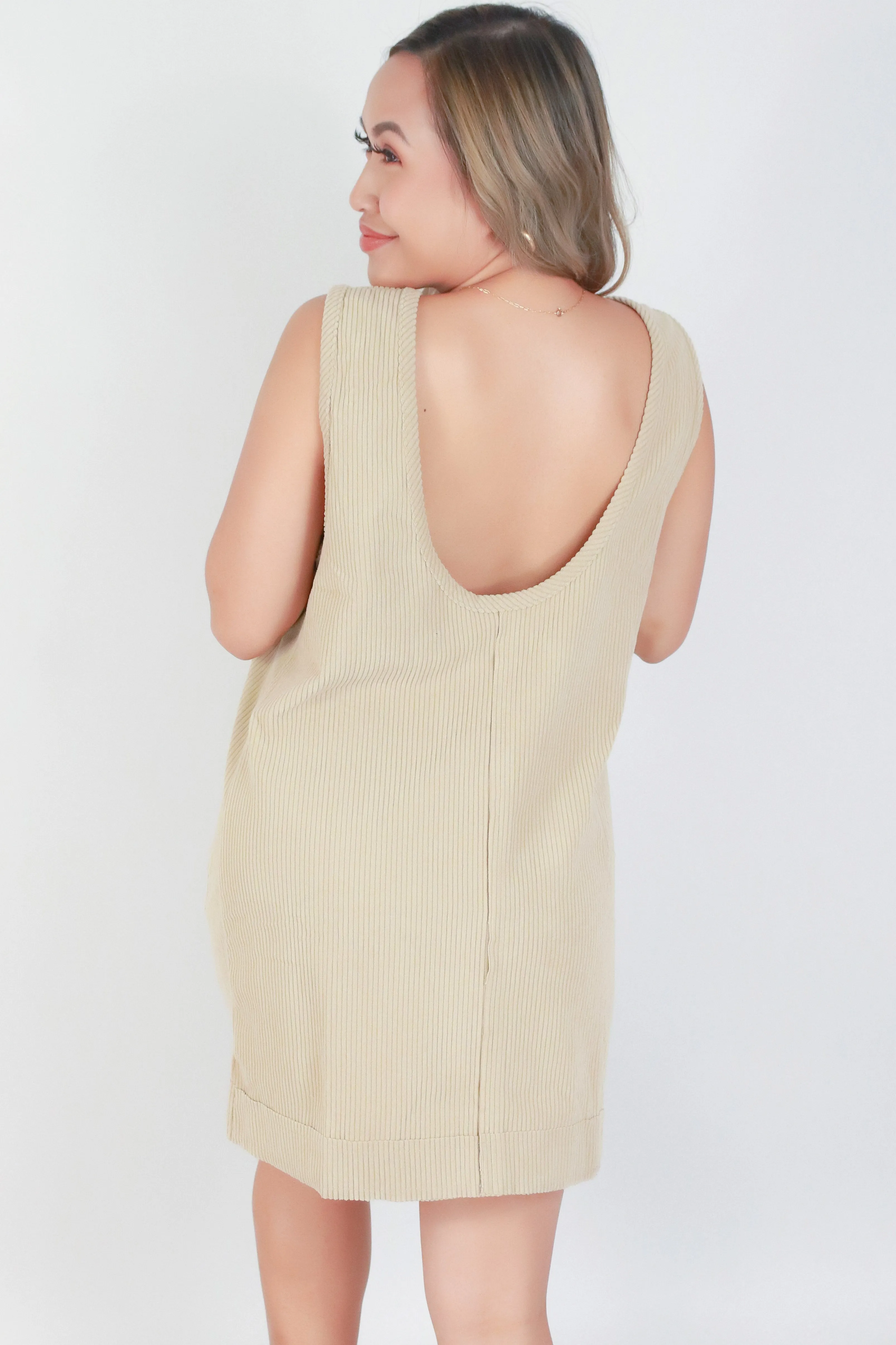 SLEEVELESS CORDUROY MINI DRESS