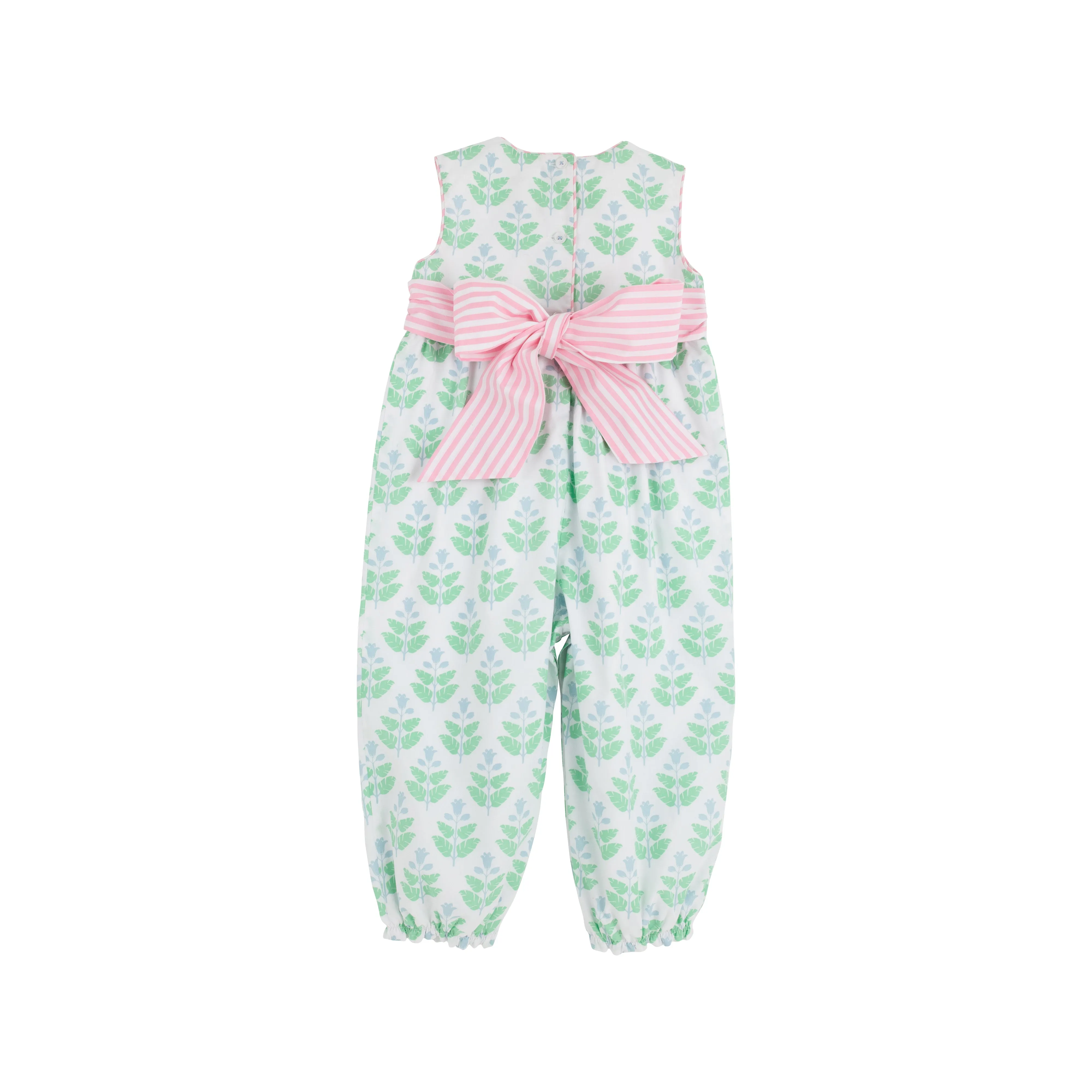 Sleeveless Rebecca Romper - Hanover Hand Block with Pier Party Pinckney Pink Stripe