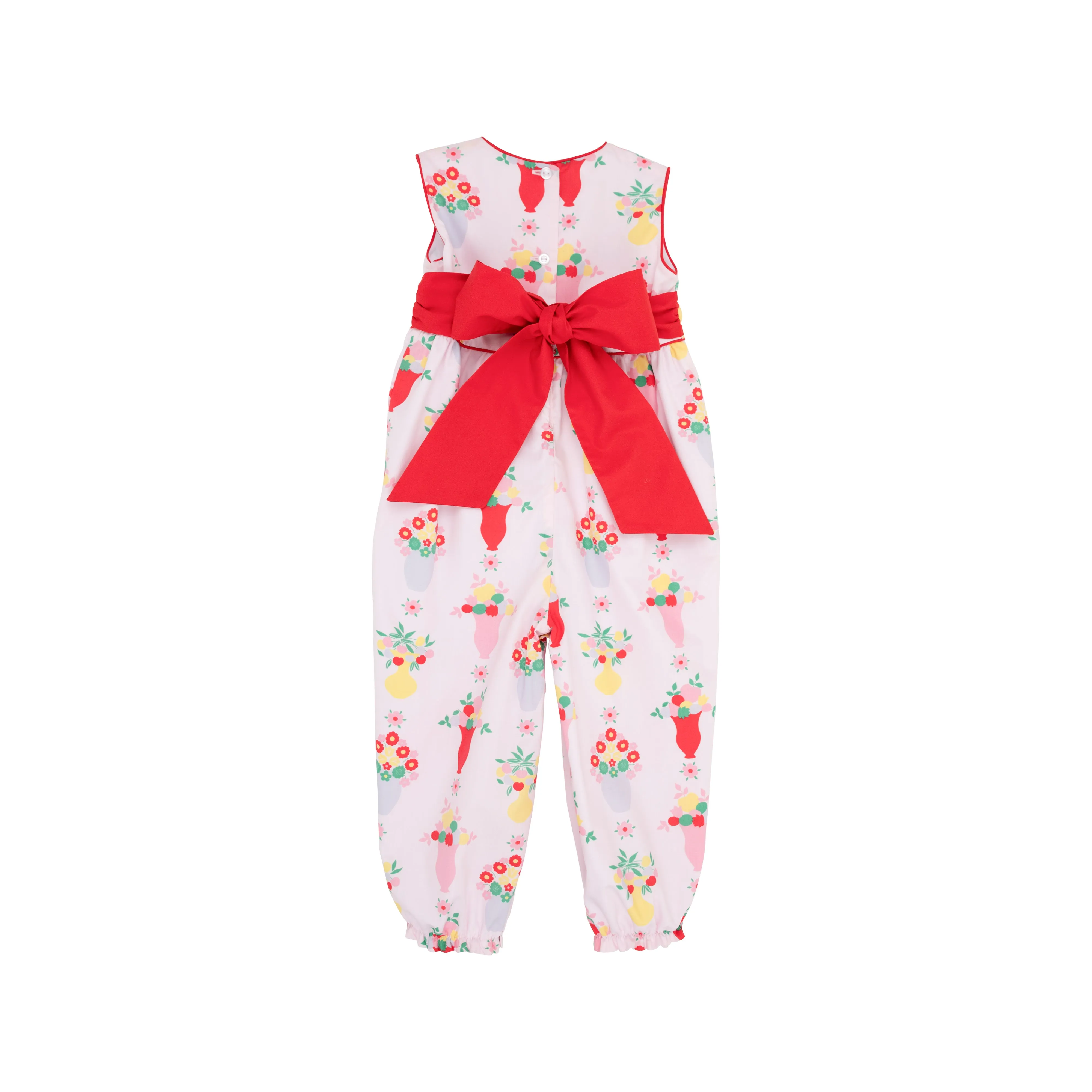 Sleeveless Rebecca Romper - Pink & Plentiful with Richmond Red