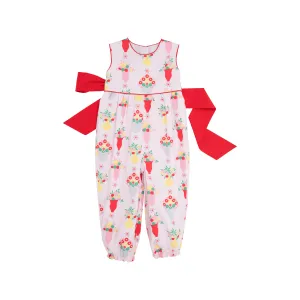 Sleeveless Rebecca Romper - Pink & Plentiful with Richmond Red