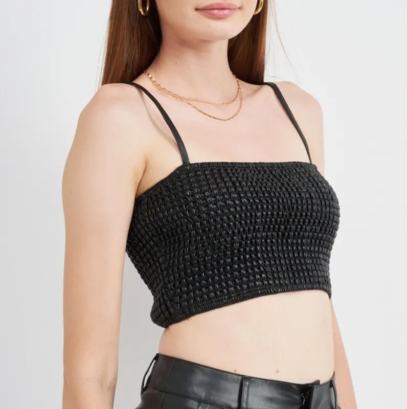 Sleeveless Smocked Crop Top