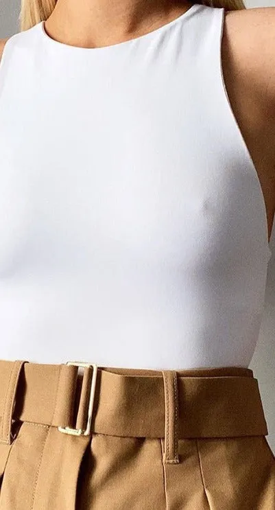 Sleeveless Summer Women Off Shoulder White Basic Body Top Casual Streetwear