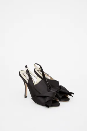 Sling Black Satin Mules