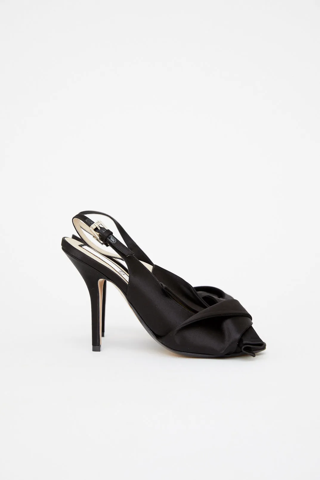 Sling Black Satin Mules