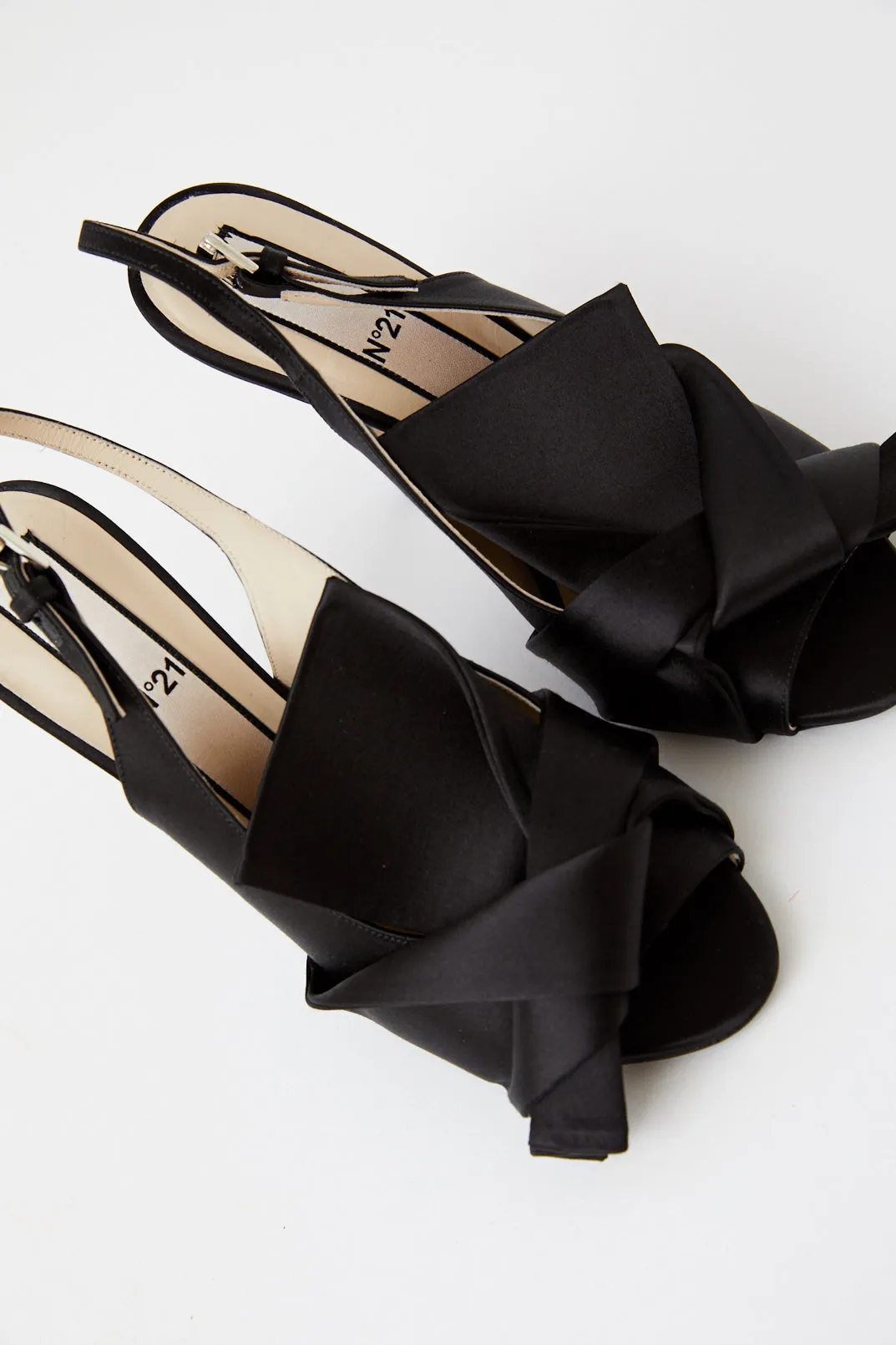 Sling Black Satin Mules