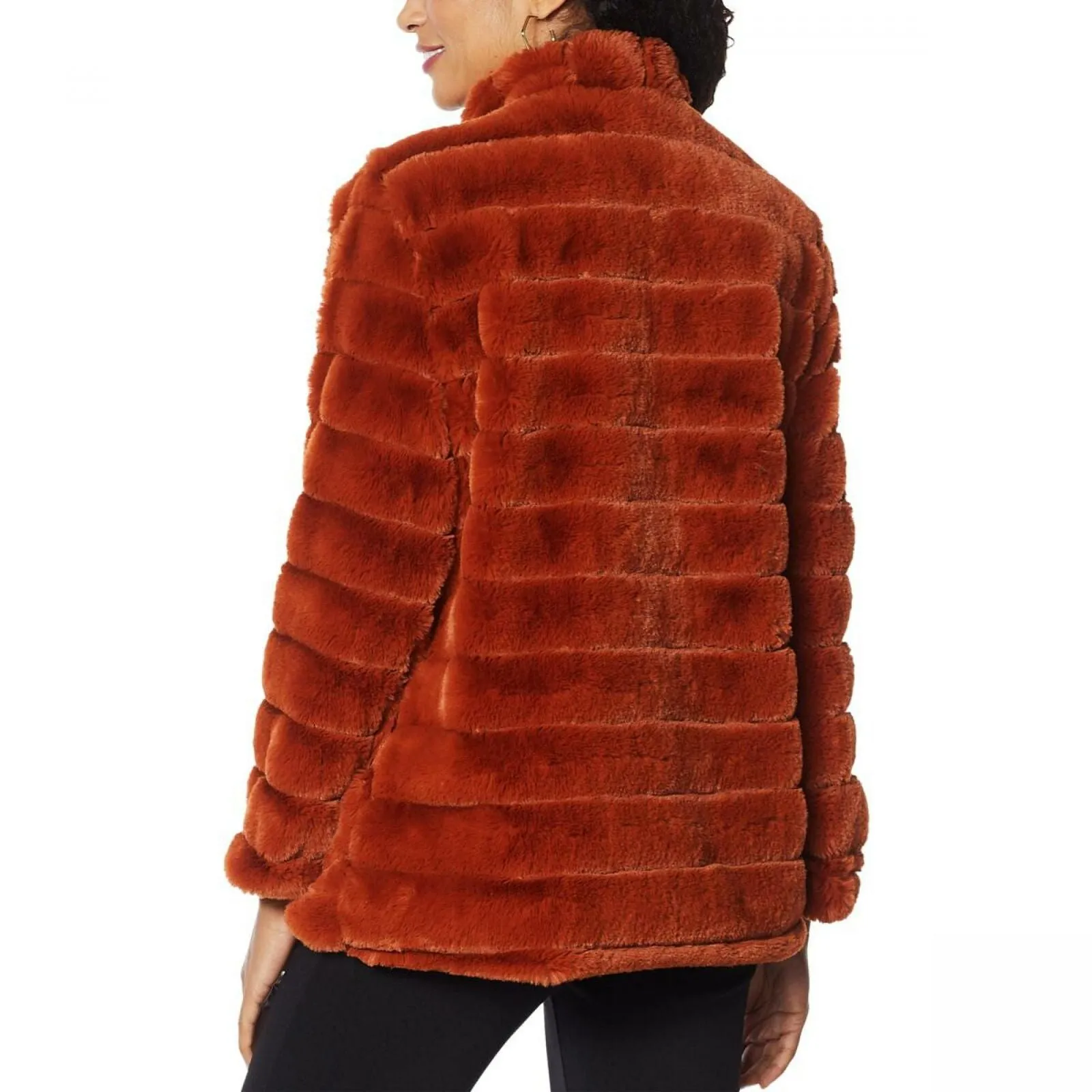 Slinky Brand Women's Long Sleeve Chevron Faux Fur Jacket