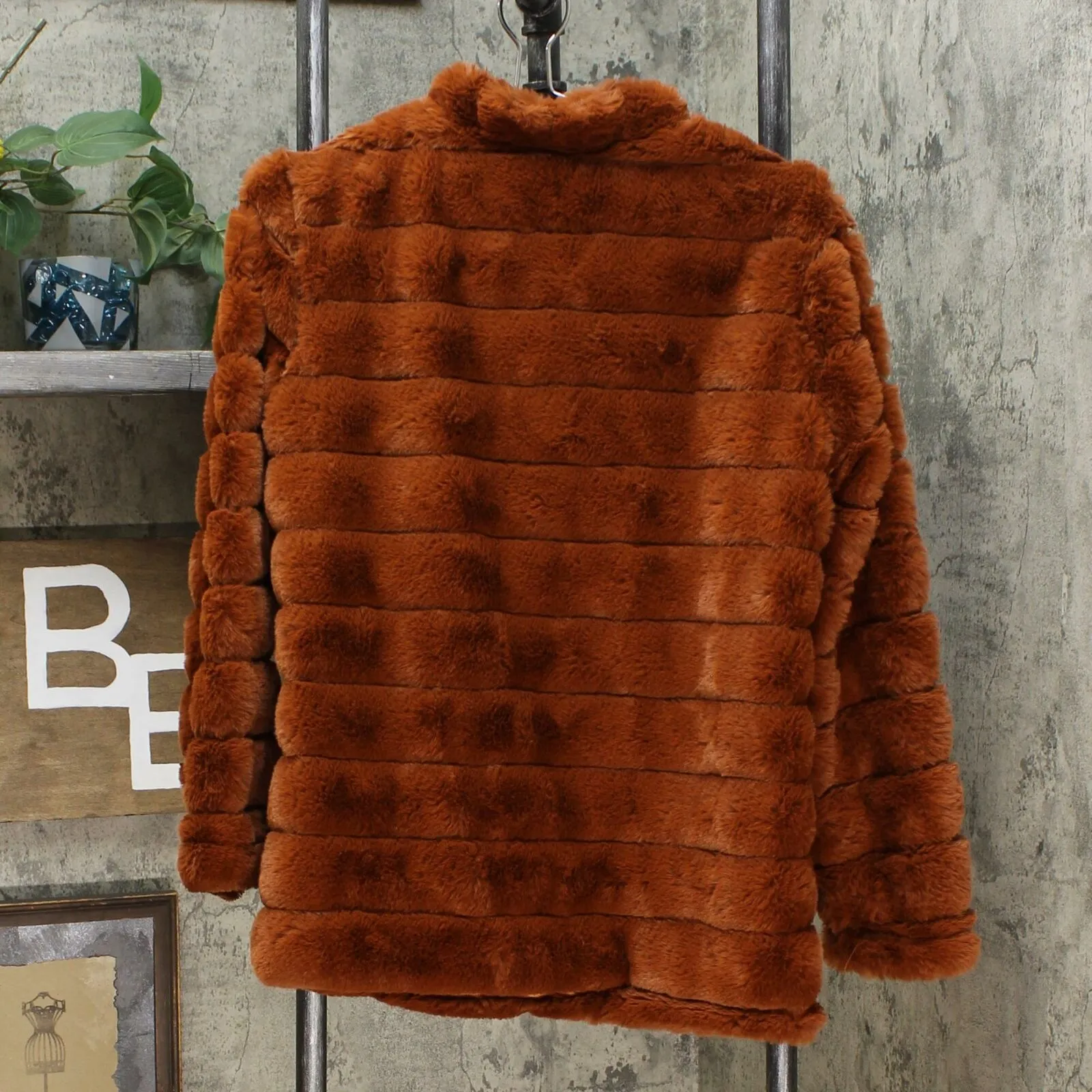 Slinky Brand Women's Long Sleeve Chevron Faux Fur Jacket