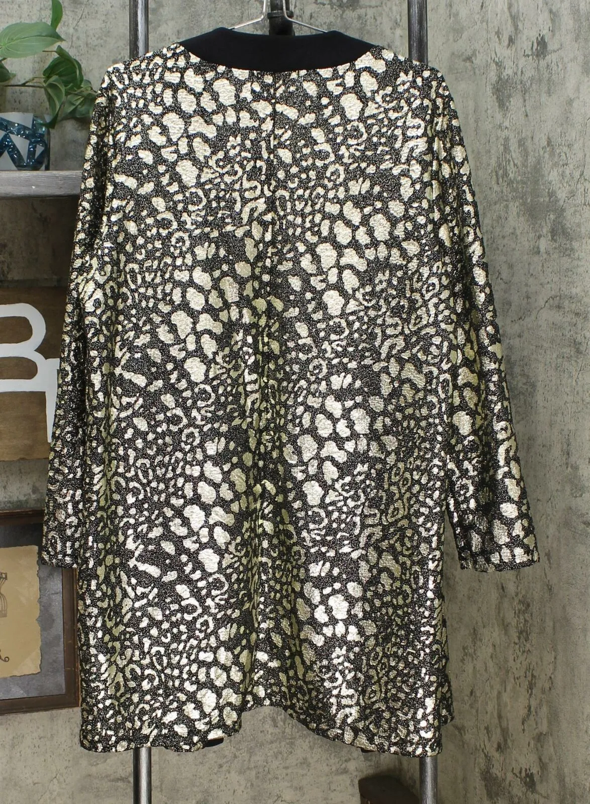 Slinky Brand Women's Long Sleeve Leopard Print Jacquard Duster Jacket