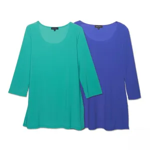 Slinky Brand Women's Plus Size 2-Pack 3/4 Sleeve Tunic Tops