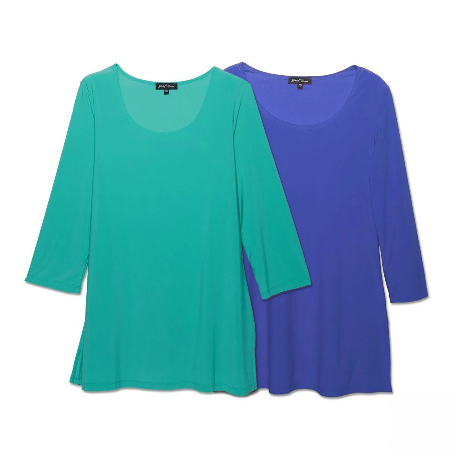 Slinky Brand Women's Plus Size 2-Pack 3/4 Sleeve Tunic Tops