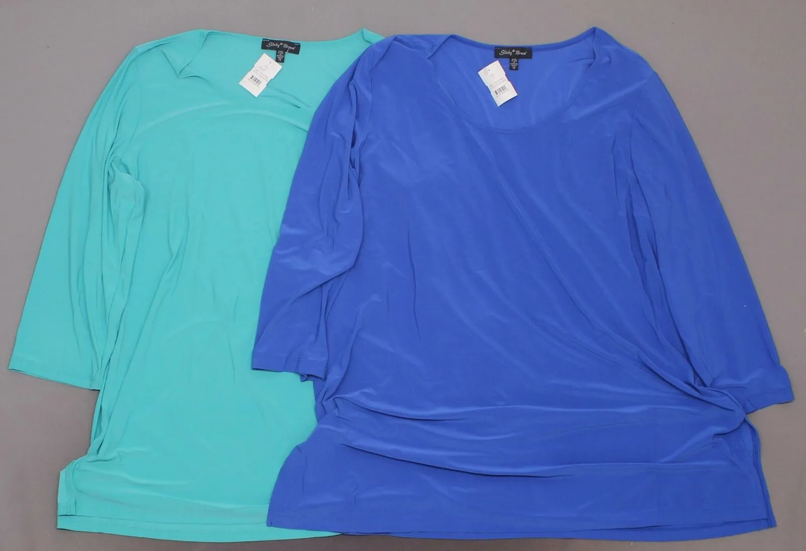 Slinky Brand Women's Plus Size 2-Pack 3/4 Sleeve Tunic Tops