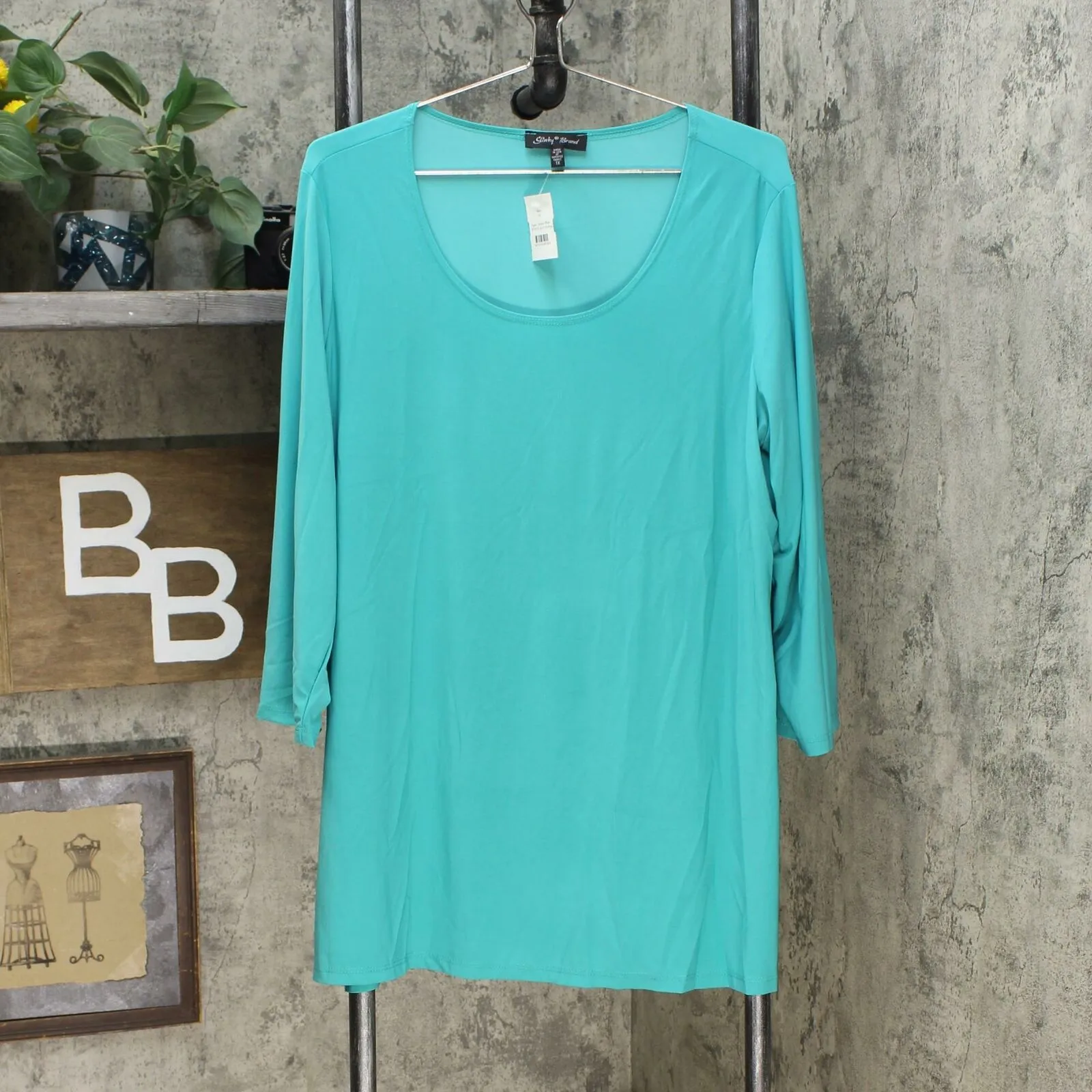 Slinky Brand Women's Plus Size 2-Pack 3/4 Sleeve Tunic Tops