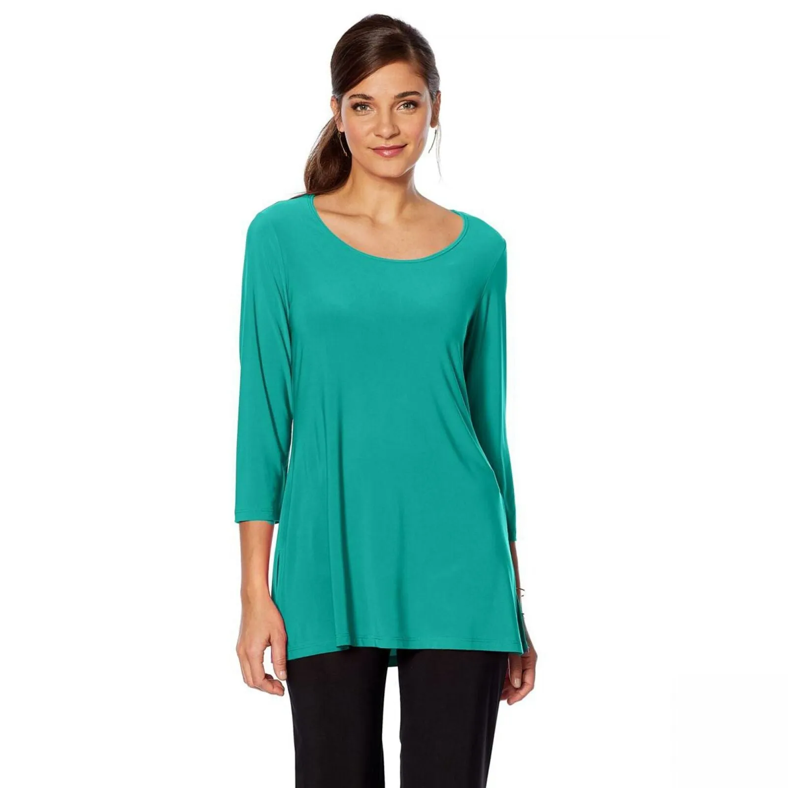 Slinky Brand Women's Plus Size 2-Pack 3/4 Sleeve Tunic Tops
