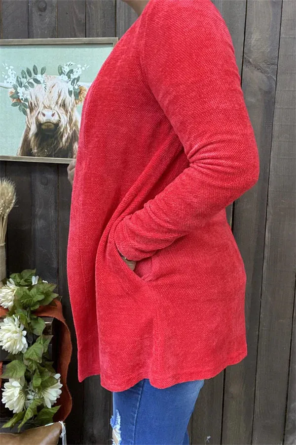 S/M Red cardigan with pockets