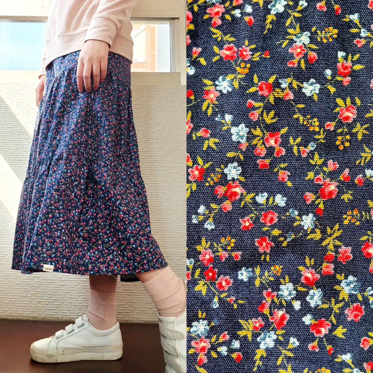 Small Flower Navy Handmade Skirt