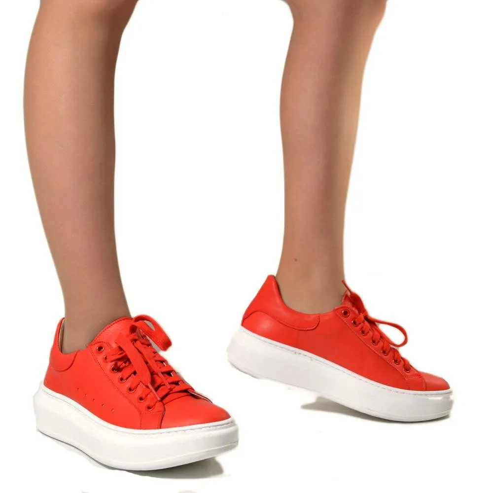 Sneakers Donna Rosse con Lacci Suola Oversize Made in Italy