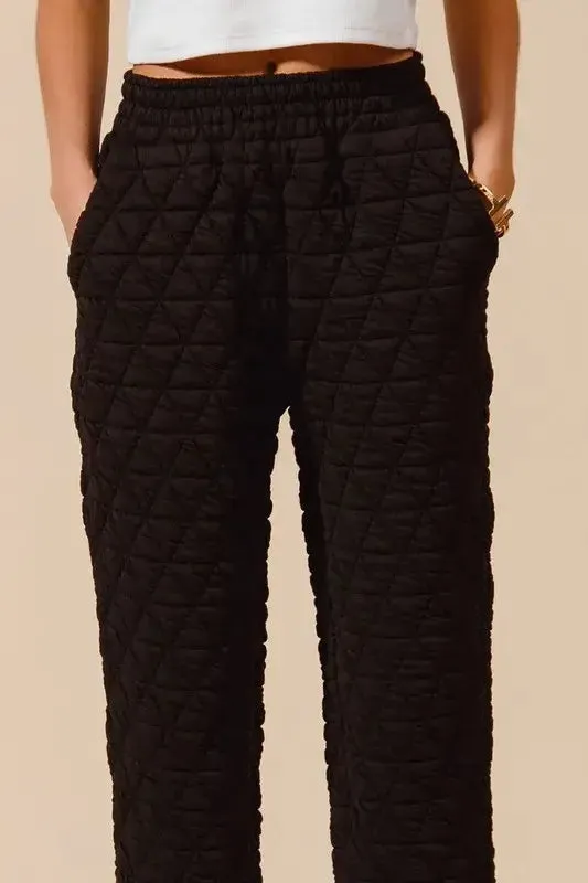 SO ME Triangle Quilted Straight Jogger Pants
