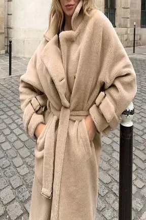 Soft Cozy Solid Double Breasted Faux Fur Coat