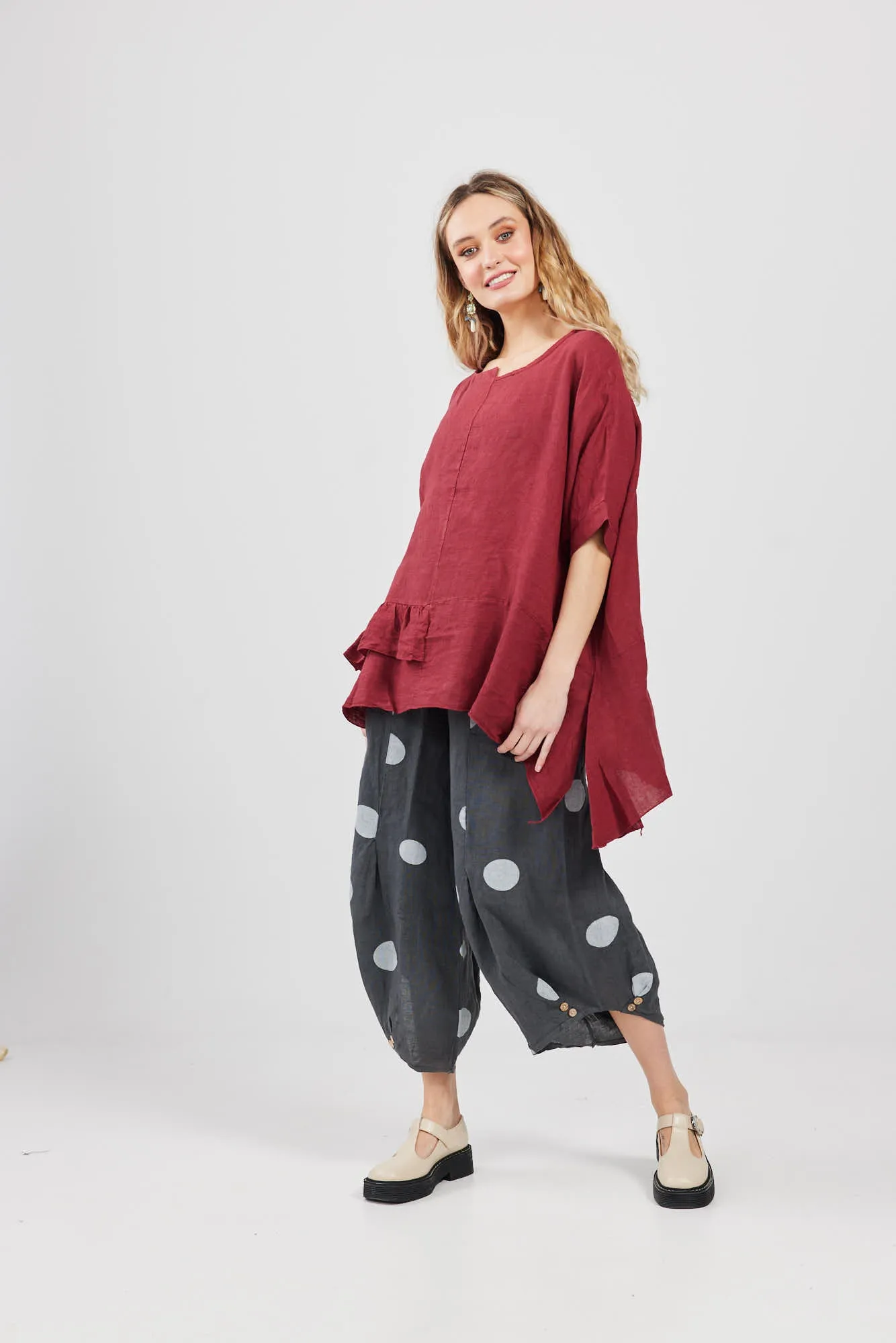Sorrento linen top. Berry
