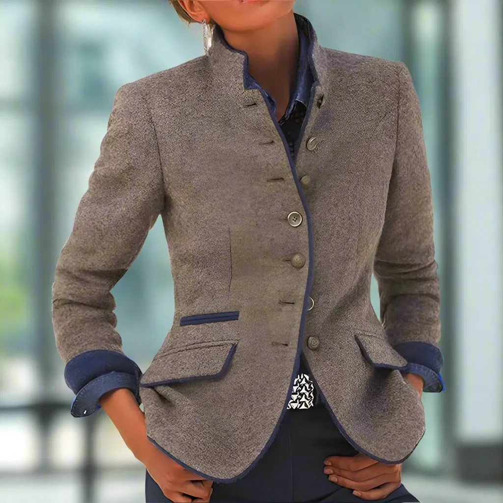Spring Aura™ | Women's Color Block Cotton Blend Coat | Multi-Button Design, Lightweight & Stylish Outerwear