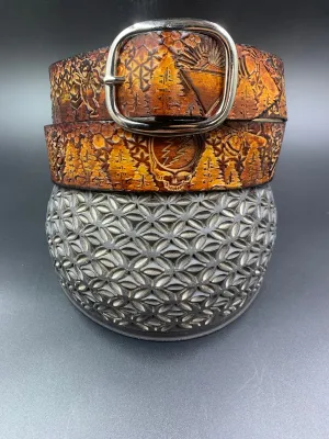 Stamped Leather Belt - Grateful Trees 1.0