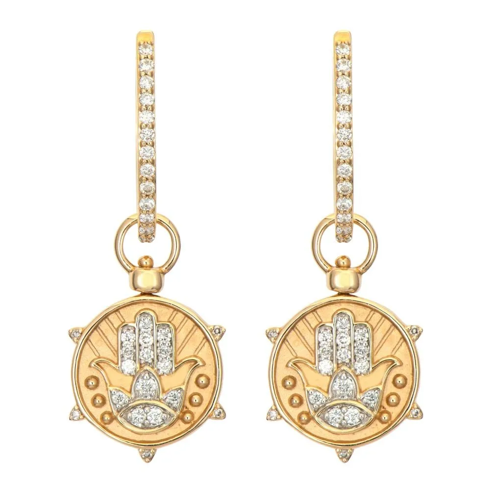 Star of David & Hamsa 14K Gold Top Switch Earring Charms