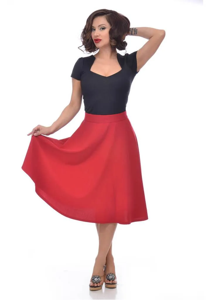 Steady Clothing High Waist Thrills 50's Swing Skirt Red