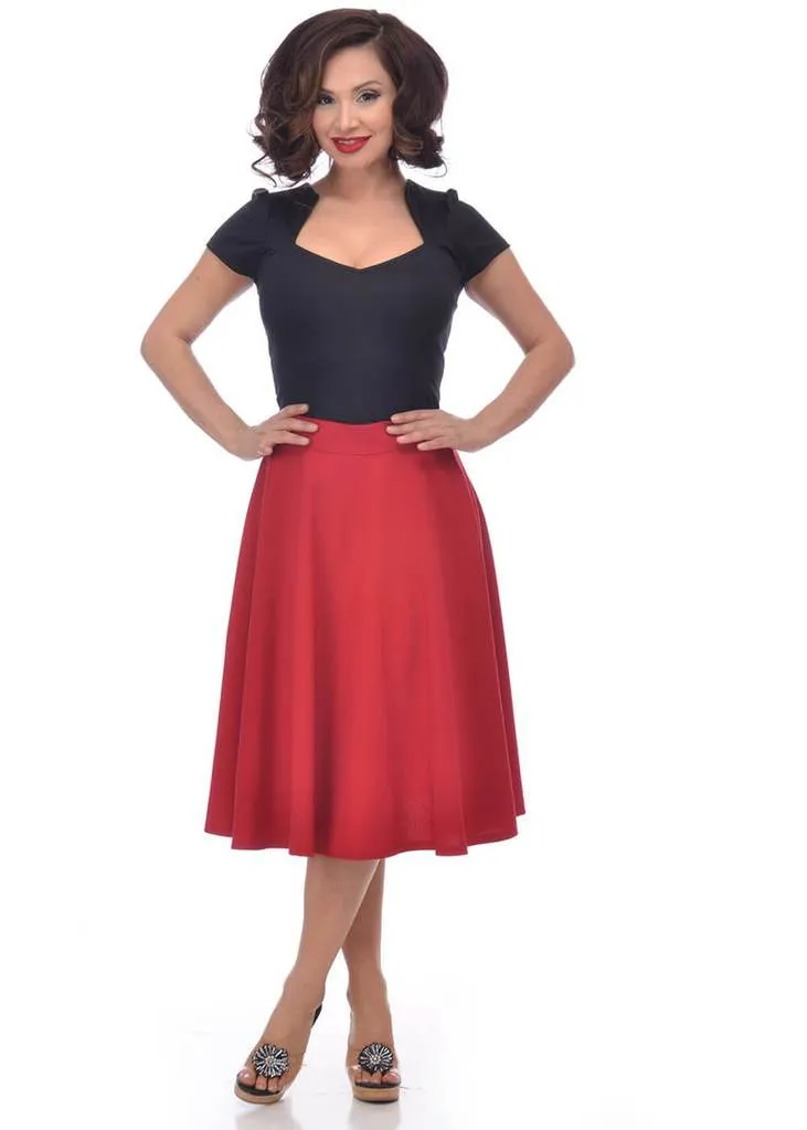 Steady Clothing High Waist Thrills 50's Swing Skirt Red