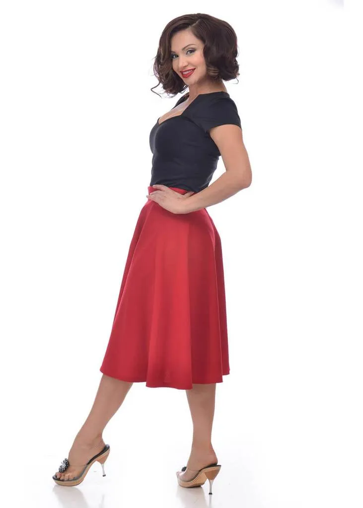 Steady Clothing High Waist Thrills 50's Swing Skirt Red