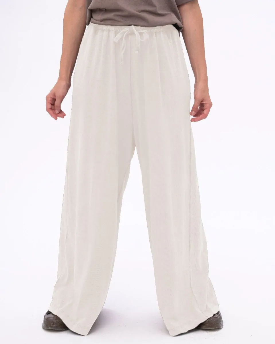 Stonewashed Organic Cotton Palazzo Elastic Pants